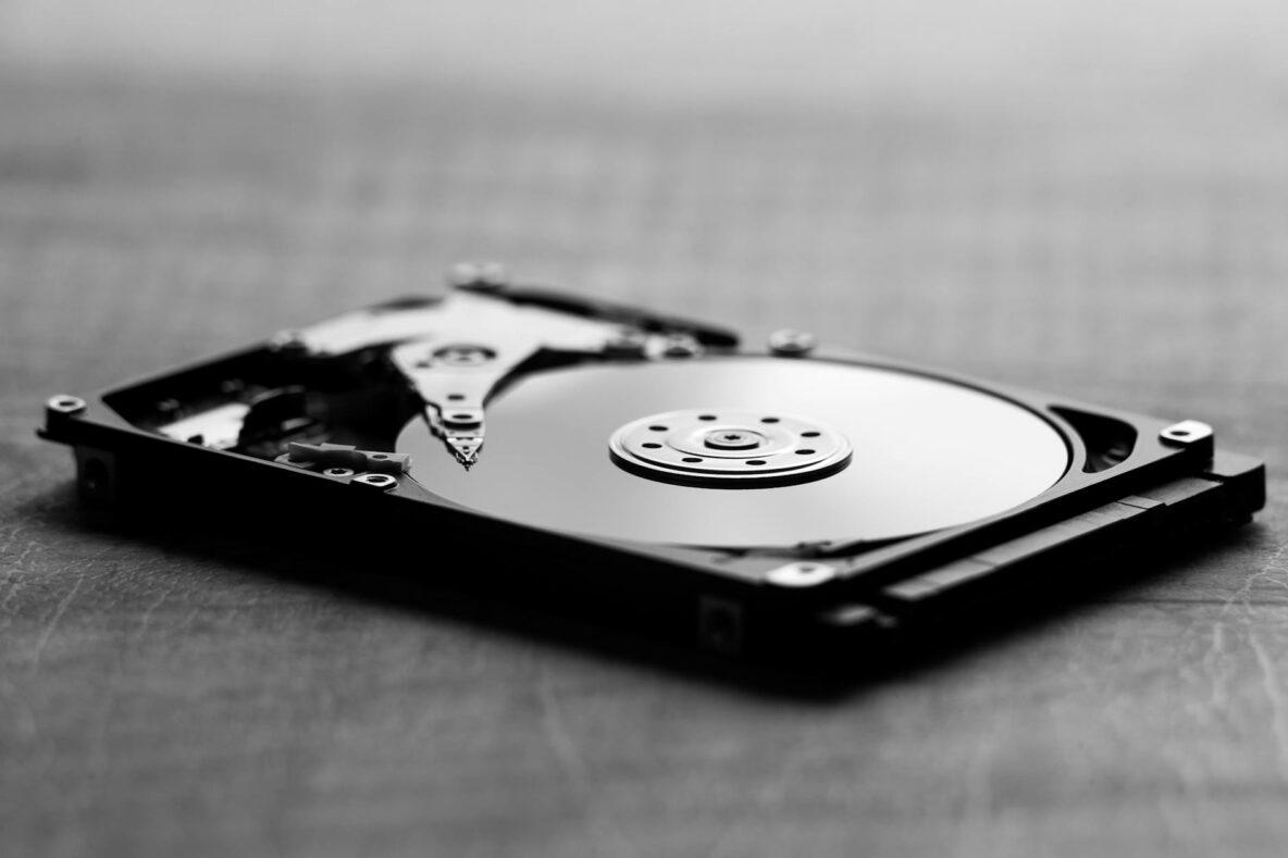 black and white hard disk drive