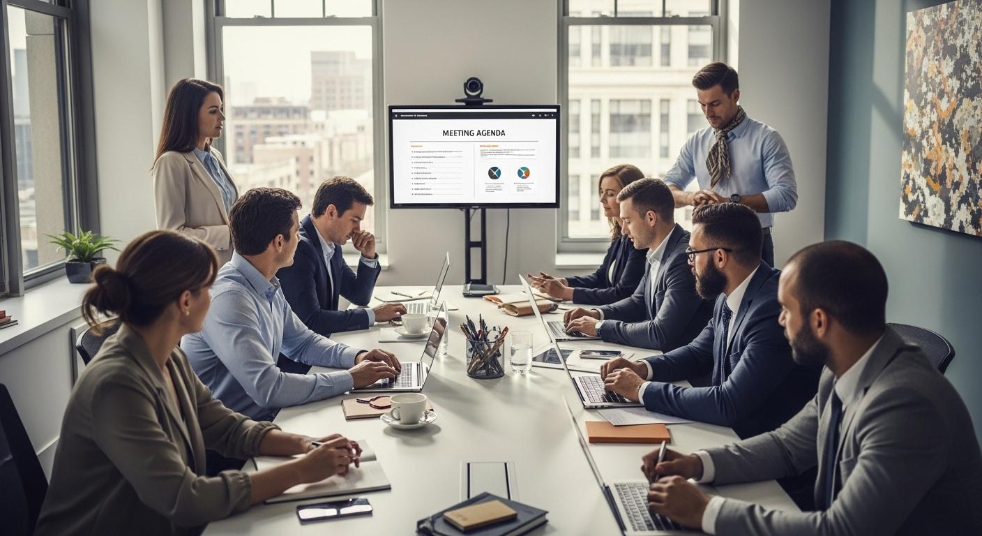 effective meeting, professional teamwork, conference room